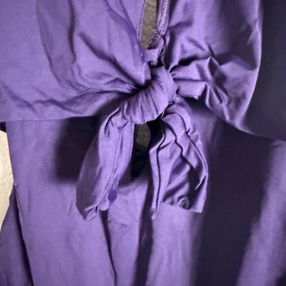 Vince Camuto Tie Front Plum Purple Halter One Piece Swimsuit Size 14 - Picture 8 of 11